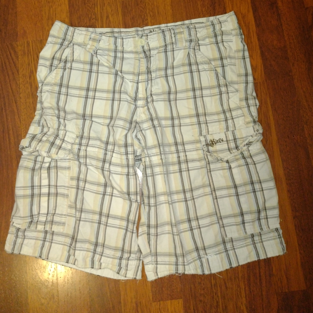 White and Black Plaid Shorts